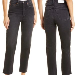 Re/done 70s high waist raw hem stove pipe jeans. Size 28.